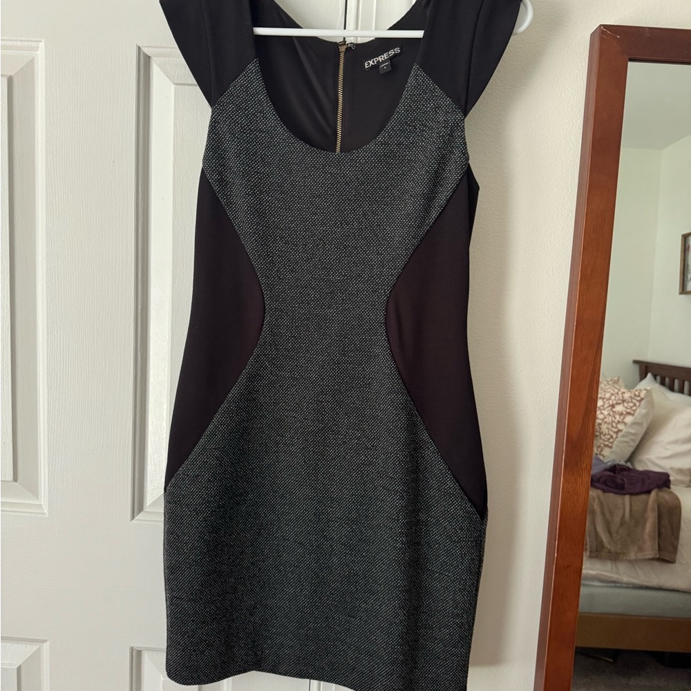 Express Gray and Black Sheath Mini Dress